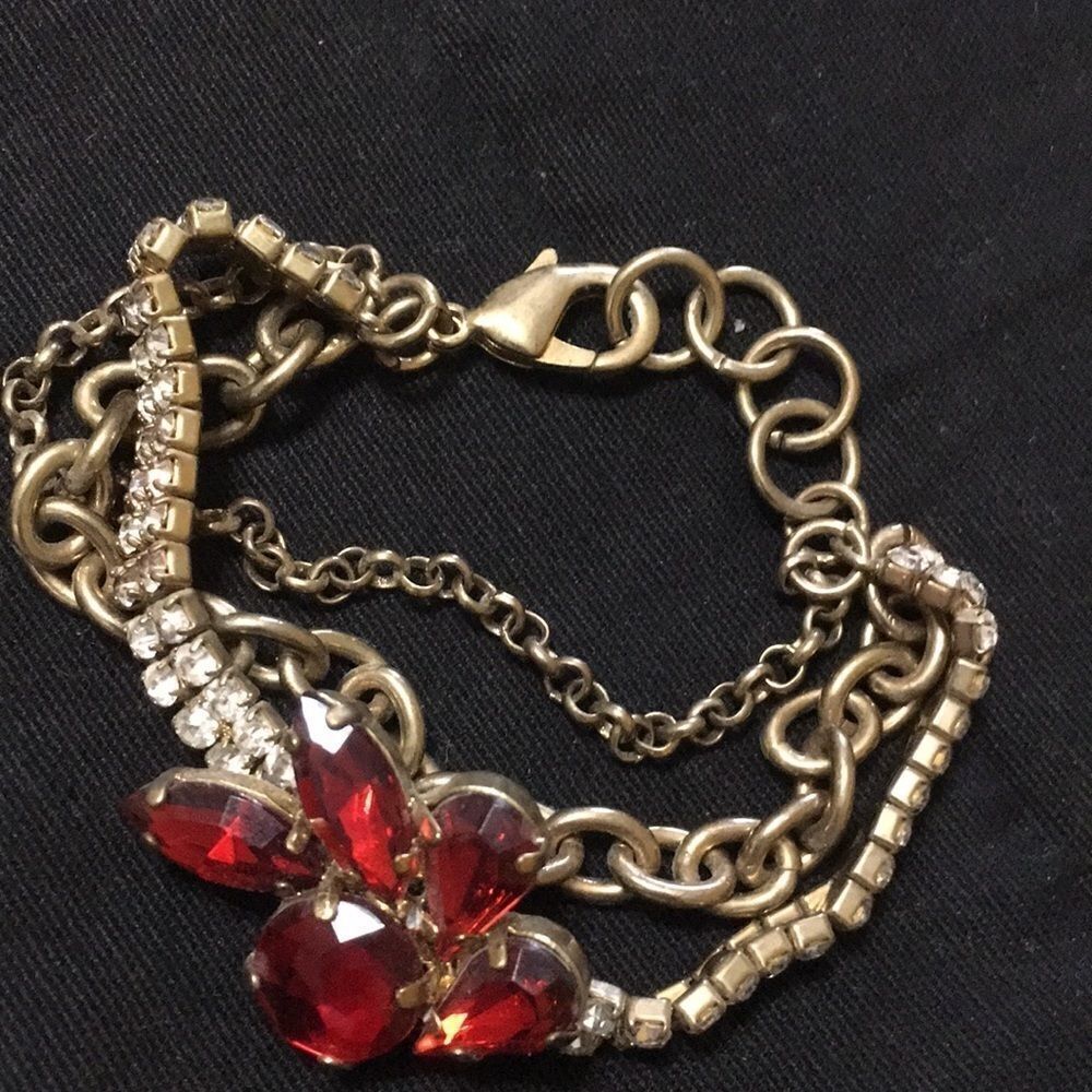 Vintage Red Rhinestone Bracelet